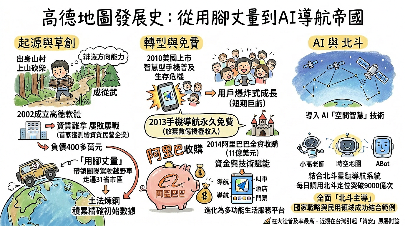 高德地图创办人从“砍柴”认路启蒙,用脚丈量到结合星链打造导航帝国(组图) - 1