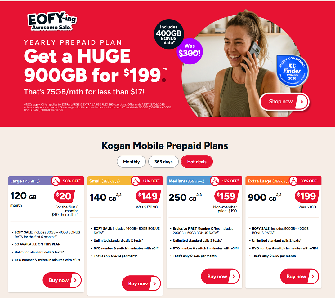 直接900G！【Kogan】 手机预付卡大优惠 + 财年末特卖（组图） - 1