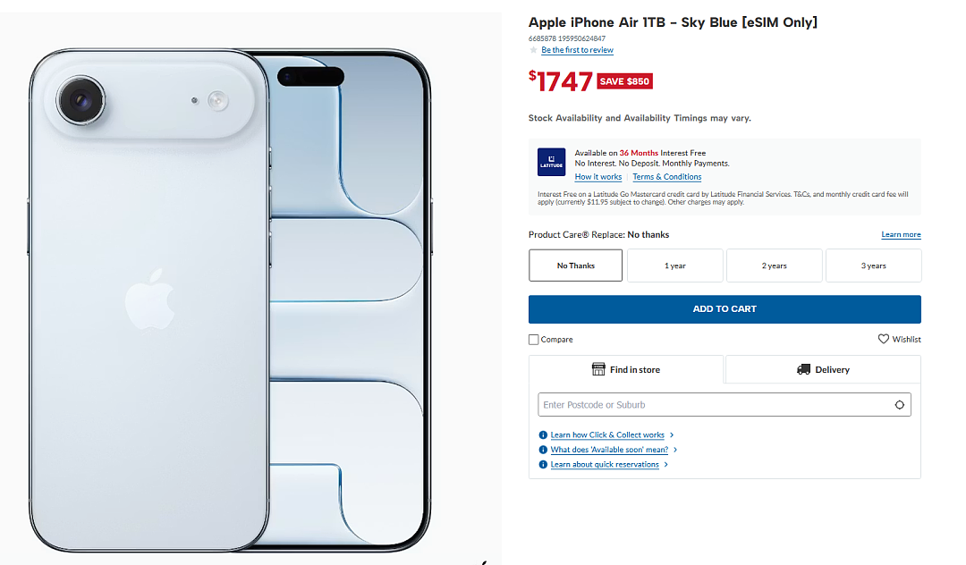 【Harvey Norman】iPhone Air 特卖(组图) - 1