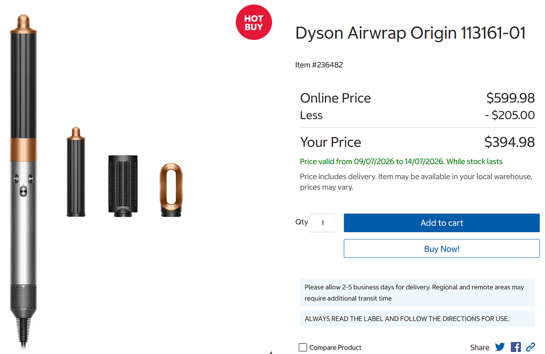 【Costco】Dyson 卷发棒 特价(组图) - 1