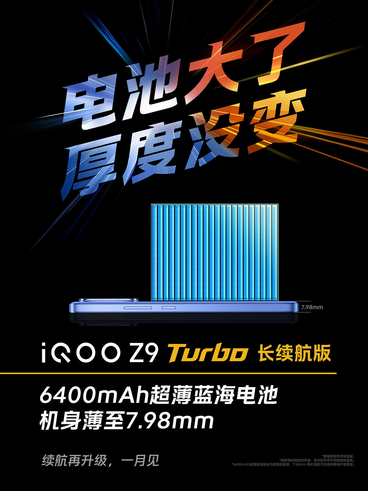 iQOO Z9 Turbo 长续航版手机重 196g、厚 7.98mm，宣称“能连续看 22.7 小时视频” - 2