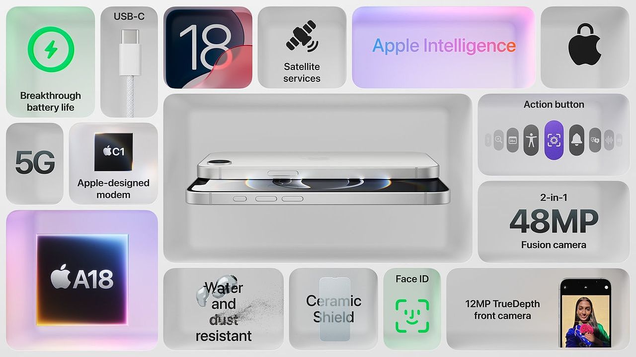 官方 13 分钟视频剖析 iPhone 16e：自研 5G 基带 C1 首秀、4800 万像素影像实力、A18 芯片，打造苹果“真香”手机 - 2
