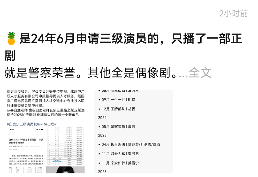 白鹿职称评选细节曝光，和嘎子一起当上三级演员，网友要求公示 - 15