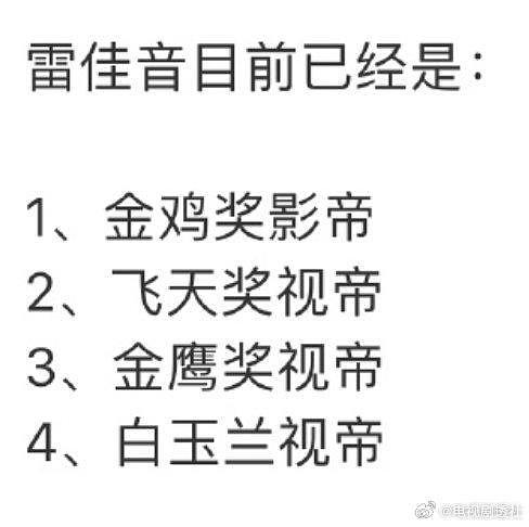 金鸡奖获奖名单，雷佳音影视奖项实绩，金鹰奖白玉兰飞天奖视帝，金鸡奖影帝 - 2