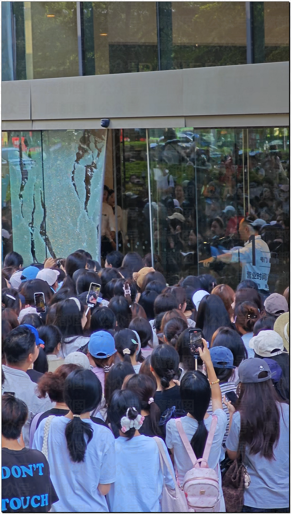 张凌赫粉丝活生生挤爆玻璃大门!多人流血受伤+摔倒在玻璃渣上(组图) - 48