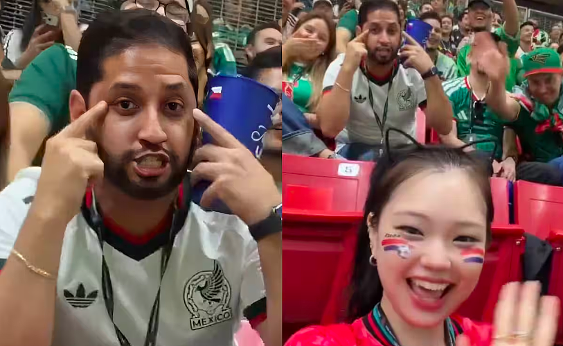 韩美女网红世界杯现场遭男子歧视做眯眯眼!全球网友迅速出击让他社死失业,滑跪道歉也没用(组图) - 7
