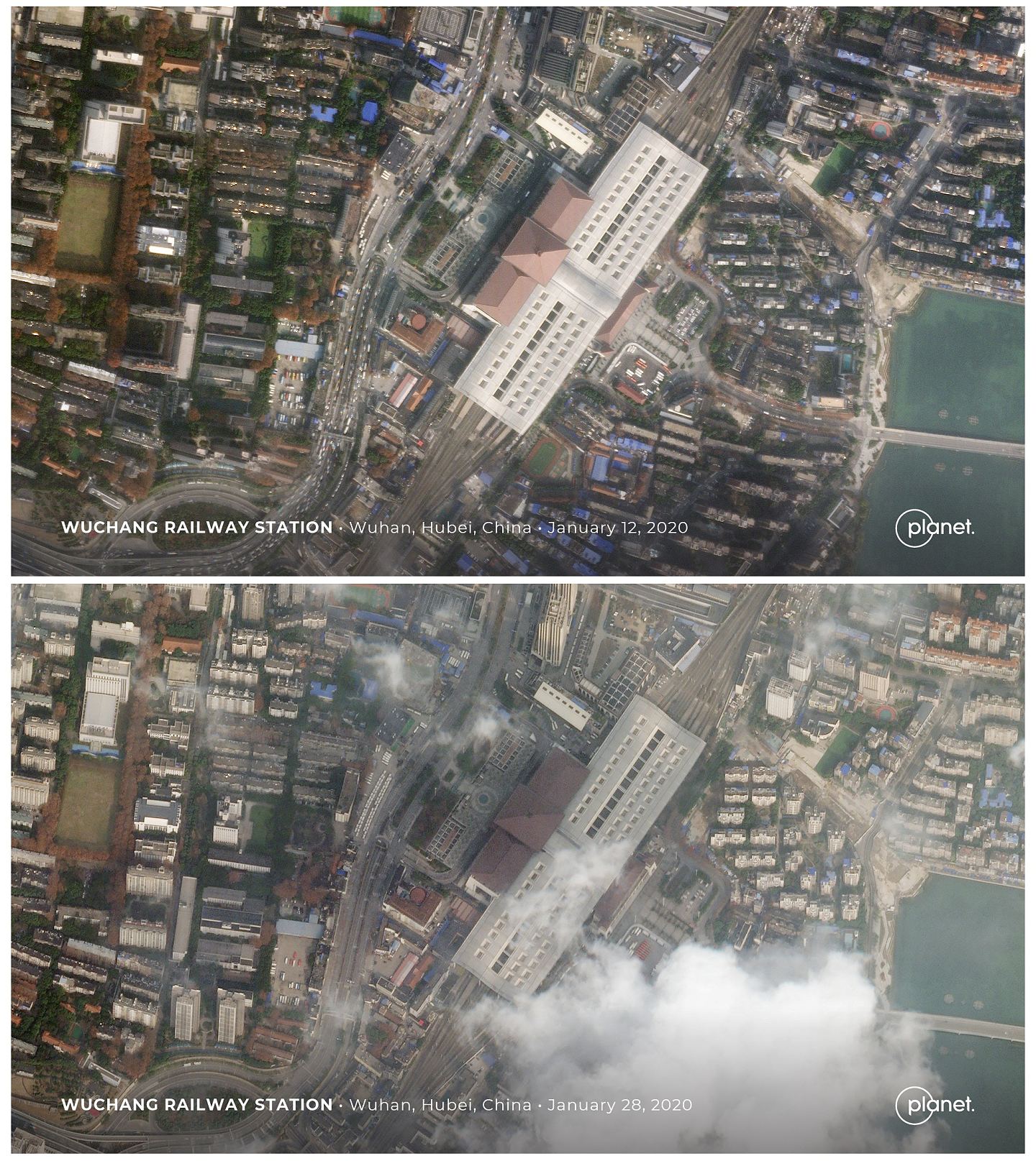 卫星图像上的武汉马路 空荡无车 街道无人（组图） - 5