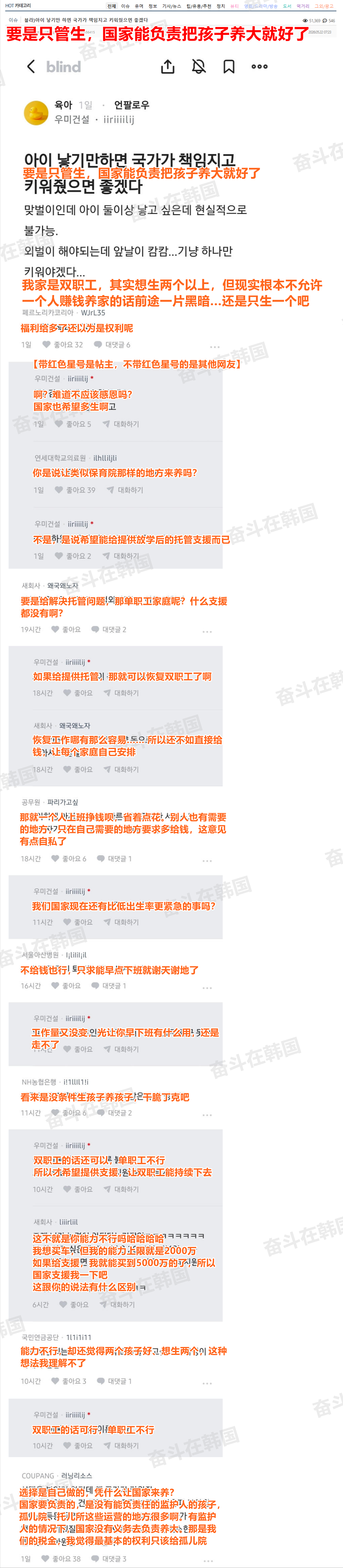 韩网热帖：要是只管生，国家负责把孩子养大就好了…（组图） - 1