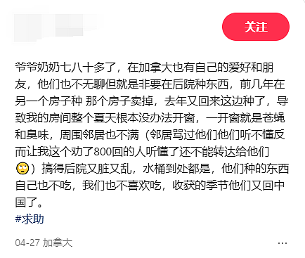 噩梦!加拿大华人崩溃:老人后院种菜闹出大乱子,全家跟着遭殃! - 2