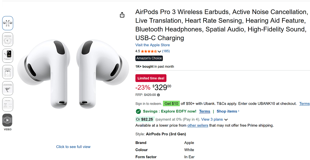 【亚马逊】Apple AirPods Pro 3 特价 - 2