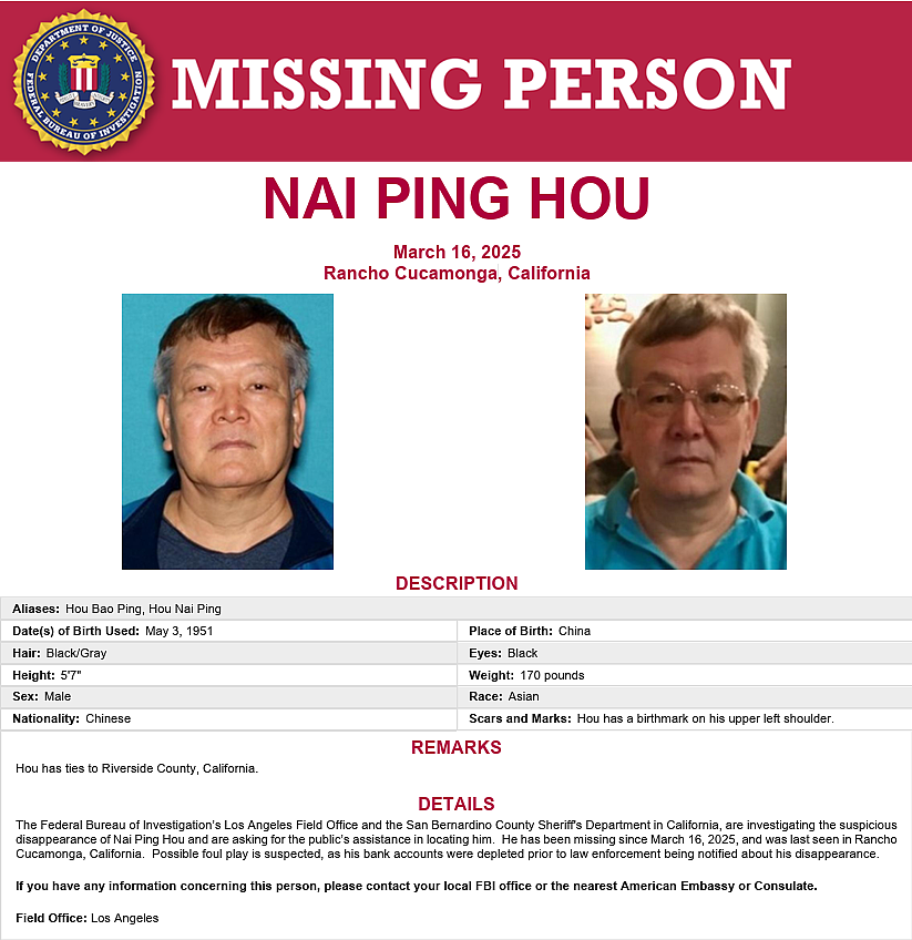 七旬华翁离奇失踪！百万存款被转走、房子被清空，FBI介入调查 - 1