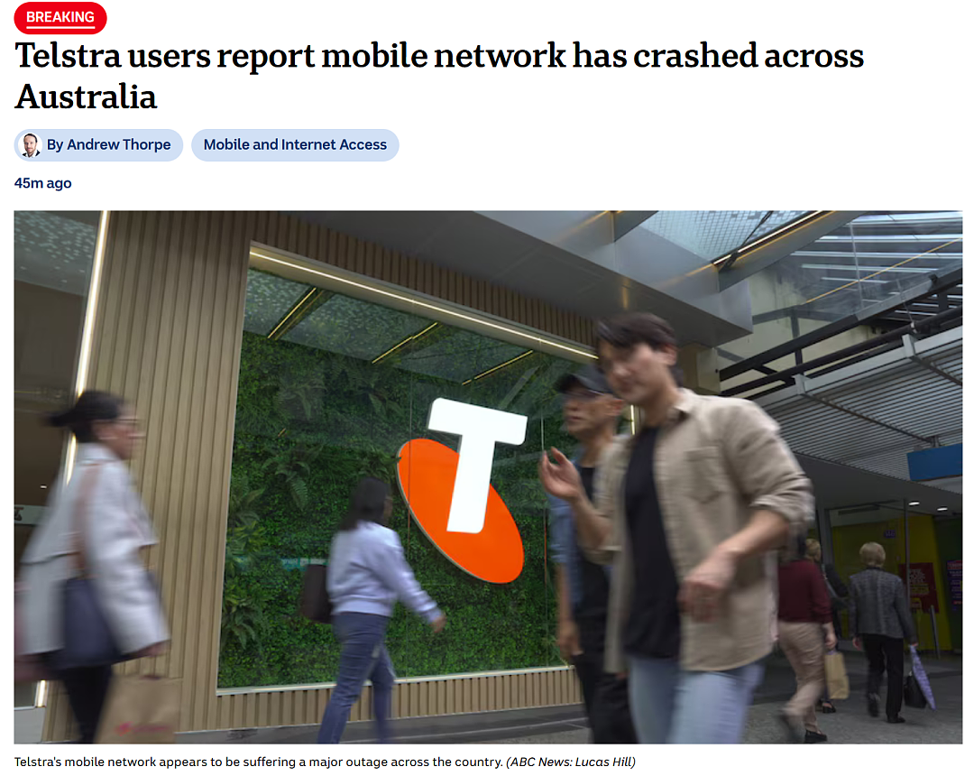 全国性瘫痪,Telstra的网络挂了 - 2