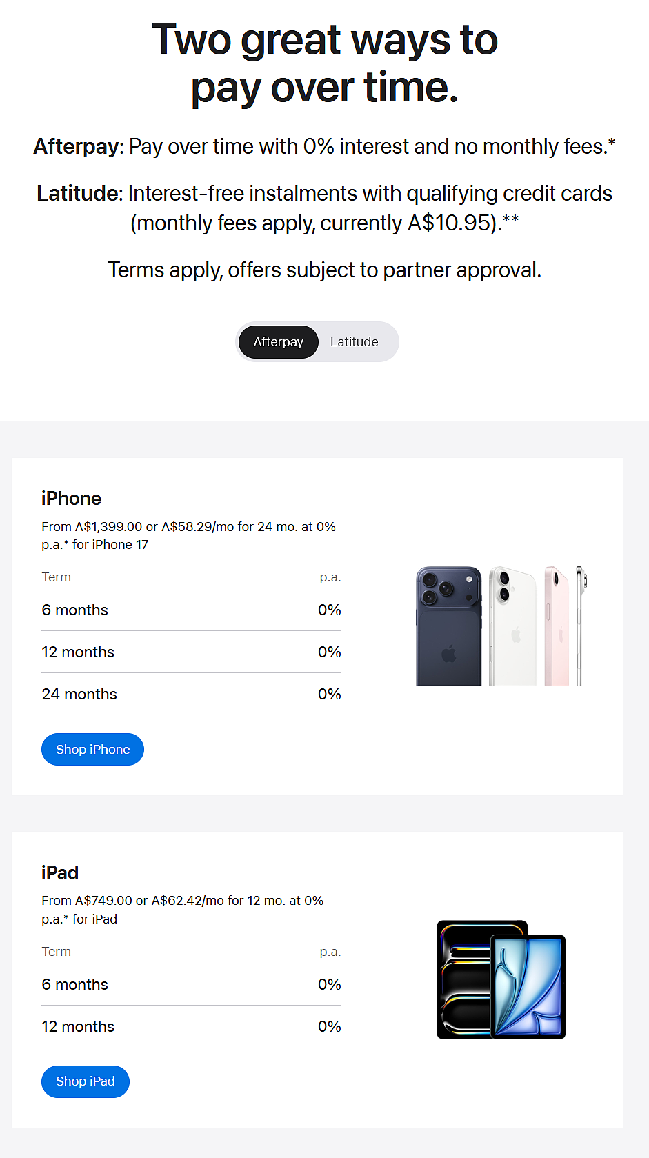 【苹果】澳洲官网 开启了AfterPay 0利率分期支付 - 1