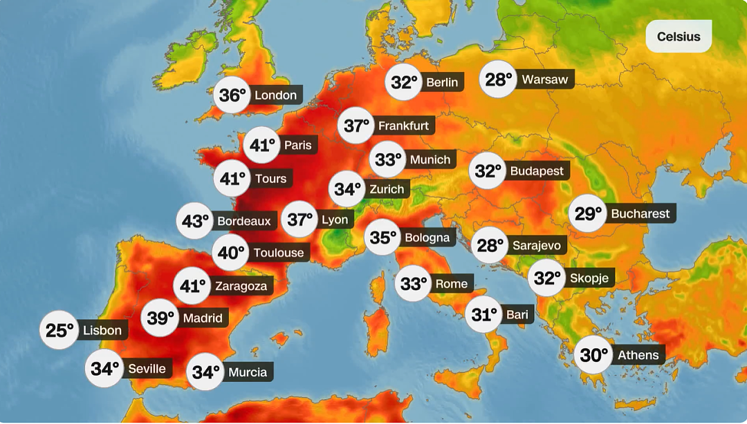 欧洲多国连破40°+高温，仅2成家庭有空调？巴黎急救接4倍心脏骤停报警… - 1