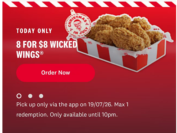 鸡翅特价今天意外回归!【KFC肯德基】7月一天一优惠继续 - 2