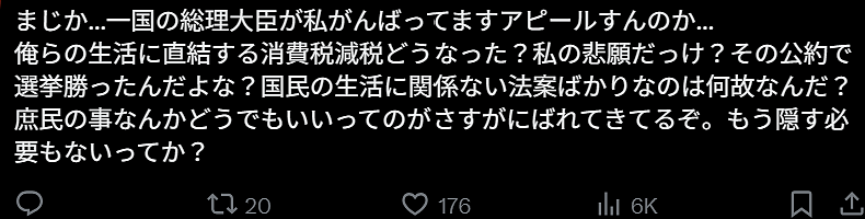 高市首相发“咯噔文学”卖惨:每天只睡3小时,还要缝裙子刷碗!却遭日本网友怒批 - 6