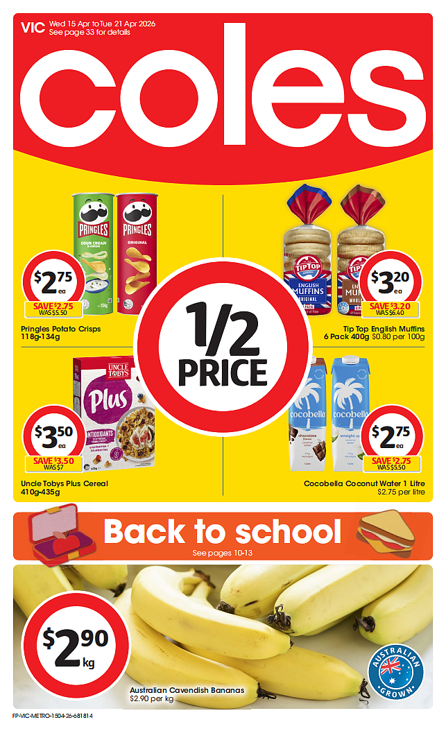 Coles 4月15日-4月21日打折，牛肉派、油、茉莉米半价 - 1