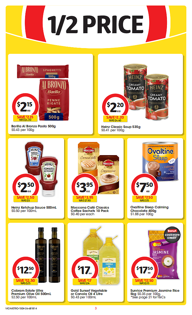 Coles 4月15日-4月21日打折，牛肉派、油、茉莉米半价 - 3