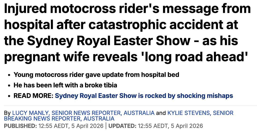 出大事了！悉尼Easter Show差点闹出人命，伤者孕妻发声 - 1
