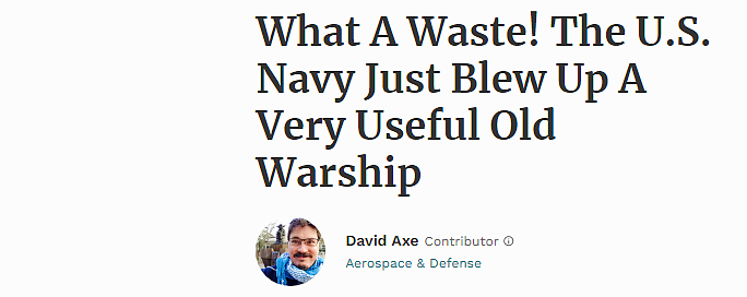 美军万吨军舰被击沉，美网友：真浪费，炸毁了一艘非常有用的军舰