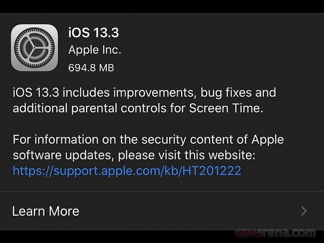 苹果推出iOS和iPadOS 13.2.3：多出系统错误被修复