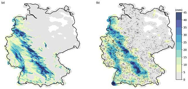 下雨减弱手机信号，科学家以此反推德国降雨量分布图