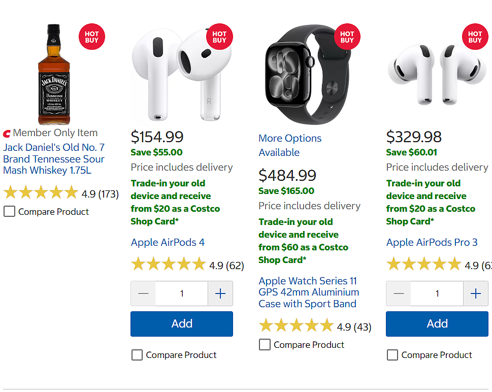 Costco最新热卖！Apple AirPods 4立省$55，Apple Watch立省$165（组图） - 1