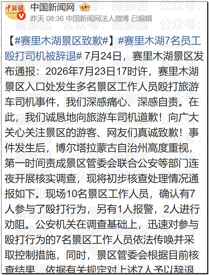 新疆赛里木湖景区曝围殴事件!7名工作人员殴打司机,视频曝光引热议(组图) - 11