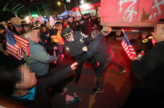 86街游民所爆发冲突,数百华人抗议施工:肉身挡卡车,大批防暴警察出动清场(组图) - 3