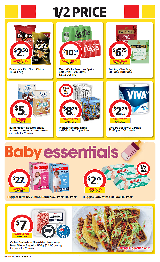 Coles 4月15日-4月21日打折，牛肉派、油、茉莉米半价 - 2