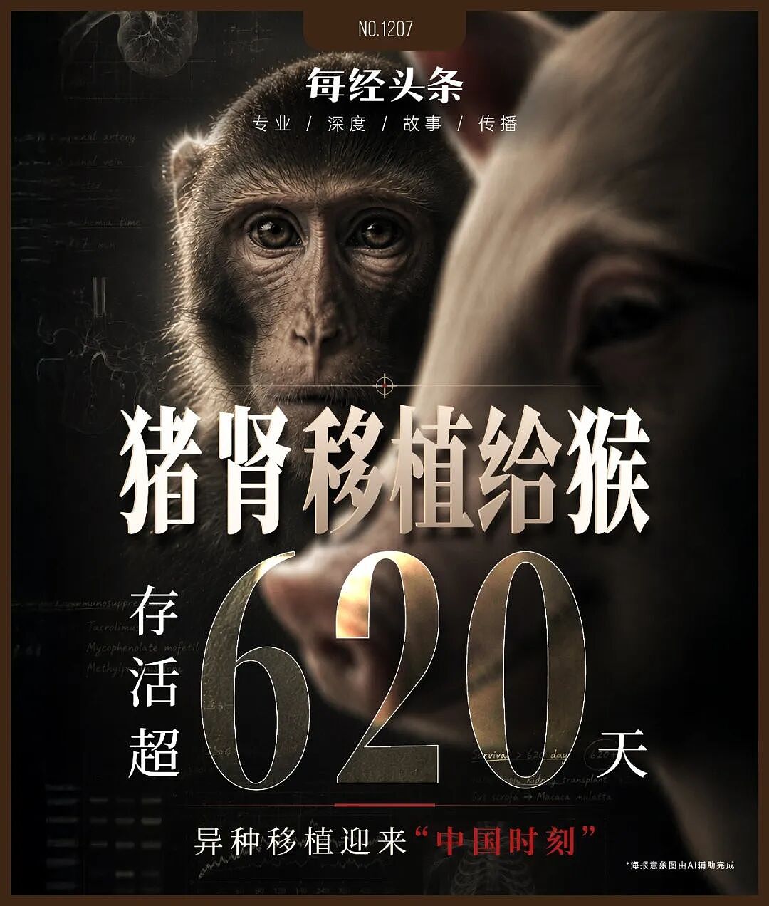 猪肾移植到猴身上,存活超620天刷新纪录,异种器官移植迎来“中国时刻” - 1