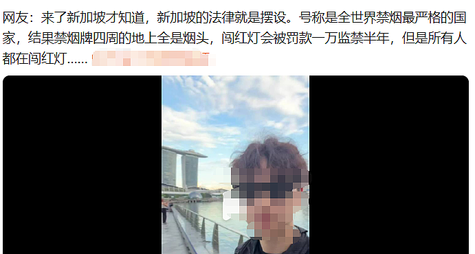 “新加坡法律就是个摆设!”中国网红实拍吐槽引热议:路边都是烟头、很多人都在闯红灯...(组图) - 1